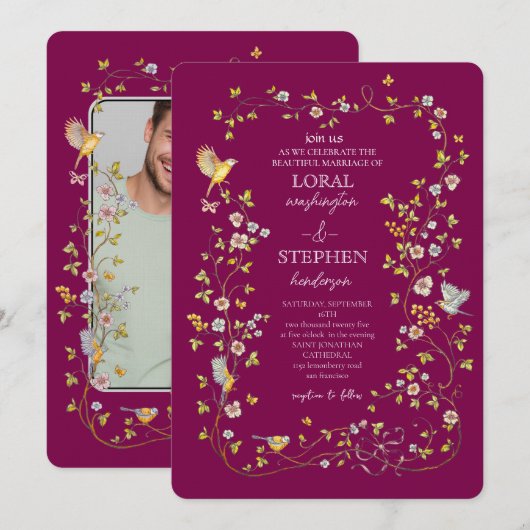 Invitation Evergreen Elegance Wedding (Devant / Derrière)