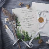 Invitation Evergreen Forest Rustic Mountain QR Code Wedding