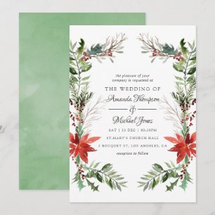 Invitation Evergreen - Mariage de Noël en forêt hivernale