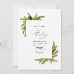 Invitation Evergreen Pines Mariage Hiver Merveilleux Code QR