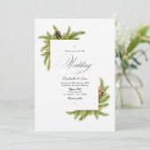 Invitation Evergreen Pines Mariage Hiver Merveilleux Code QR (Debout devant)