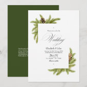 Invitation Evergreen Pines Mariage Hiver Merveilleux Code QR (Devant / Derrière)