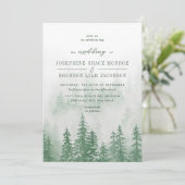 Invitation Evergreens dans la forêt de brouillard en Mariage  (Debout devant)