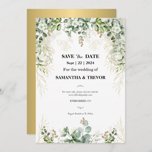 Invitation Evergreens Enchantés : Enregistrer La Date (Devant / Derrière)