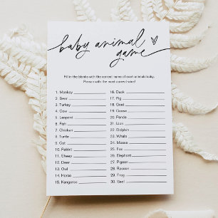 Invitation EVERLEIGH Baby Animal Jeu Baby shower minimaliste
