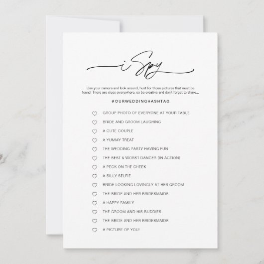 Invitation EVERLEIGH I Spy Mariage Game Card (Devant)