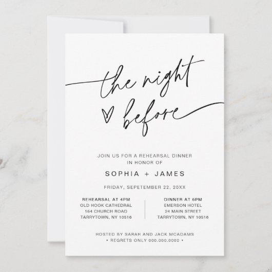 Invitation EVERLEIGH La Nuit Avant Le Dîner De Répétition Inv (Devant)