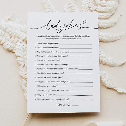 Invitation EVERLEIGH Papa plaisante Baby shower Game Card