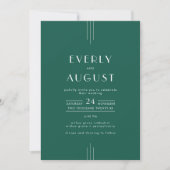 Invitation EVERLY Art Deco Emerald Green QR Code Wedding (Devant)