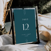 Invitation EVERLY Art Deco Peacock Teal Wedding Table Numbers