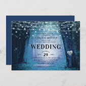 Invitation Evermore | Forêt de fée enchantée | Mariage bleu (Devant / Derrière)