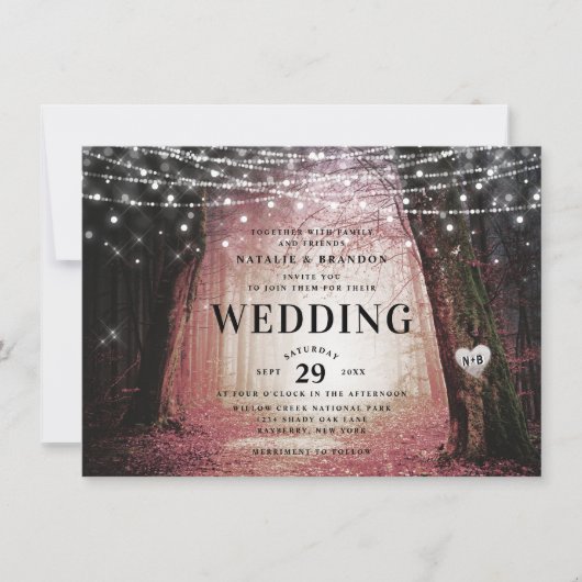 Invitation Evermore | Forêt de fée enchantée | Mariage rose (Devant)