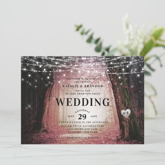 Invitation Evermore | Forêt de fée enchantée | Mariage rose (Debout devant)