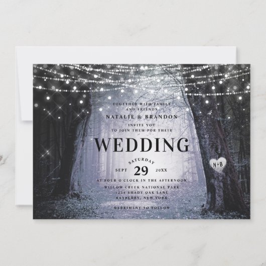 Invitation Evermore | Forêt de fée enchantée | Mariage violet (Devant)