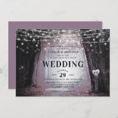 Invitation Evermore | Forêt de fée enchantée | Mauve Mariage (Devant / Derrière)