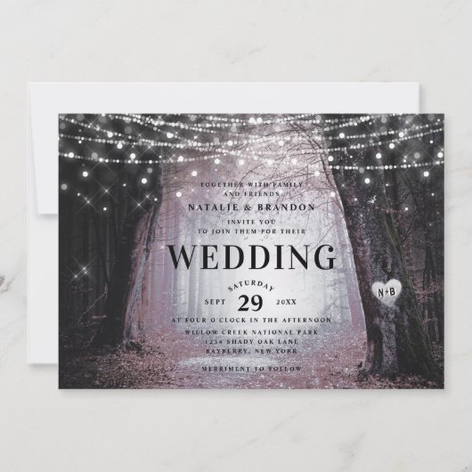 Invitation Evermore | Forêt de fée enchantée | Mauve Mariage (Devant)