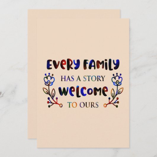Invitation Every Family Has A Story Welcome to Ours, Family I (Devant / Derrière)