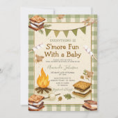Invitation Everything S'more Fun Green Baby Shower Gingham (Devant)