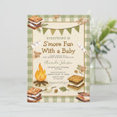 Invitation Everything S'more Fun Green Baby Shower Gingham (Debout devant)