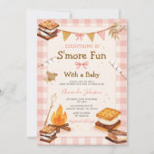 Invitation Everything S'more Fun Pink Baby Shower Gingham (Devant)