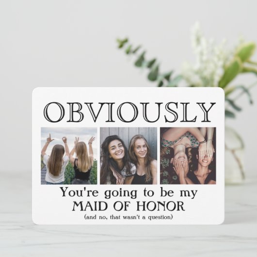 Invitation Évidemment Maid of Honor Bridesmaid Proposition dr (Debout devant)