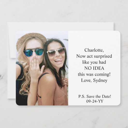 Invitation Évidemment Maid of Honor Bridesmaid Proposition dr (Dos)