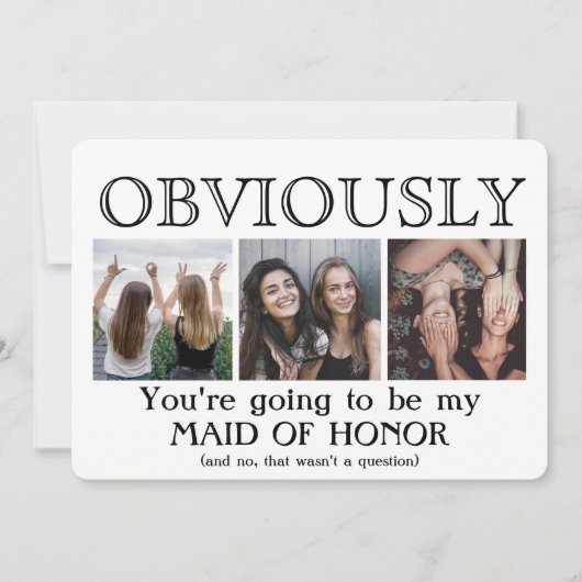 Invitation Évidemment Maid of Honor Bridesmaid Proposition dr (Devant)