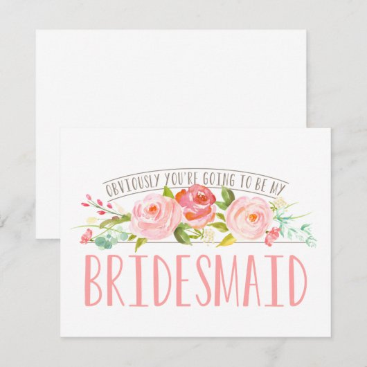 Invitation Évidemment mon Bridesmaid Rose Garden (Devant / Derrière)