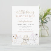 Invitation EVIE Cute Pastel Aquarelle Bunny Baby shower (Debout devant)