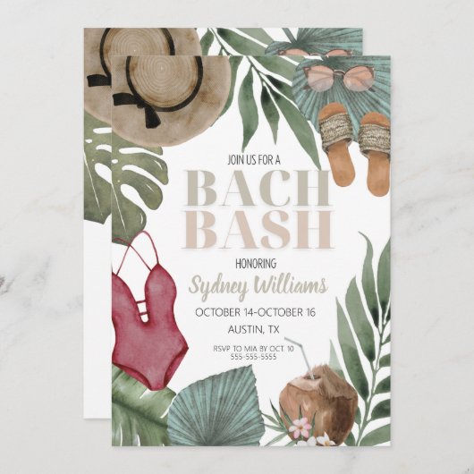 INVITATION EVJF PLAGE ITINÉRAIRE BACH (Devant / Derrière)