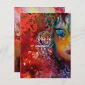 Invitation EXCALIBUR 1, rouge vif, rose pourpre (Devant / Derrière)