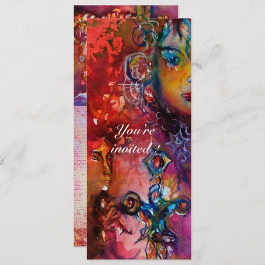 Invitation EXCALIBUR 1, rouge vif, rose pourpre (Devant / Derrière)