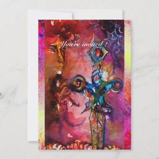 Invitation EXCALIBUR 2, rouge vif , rose pourpre (Devant)
