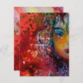 Invitation EXCALIBUR 2, rouge vif, violet rose (Devant / Derrière)