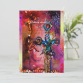 Invitation EXCALIBUR 2, rouge vif, violet rose (Debout devant)