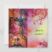 Invitation EXCALIBUR 3 , rouge vif , rose violet (Devant)