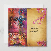 Invitation EXCALIBUR 3 , rouge vif , rose violet (Devant)