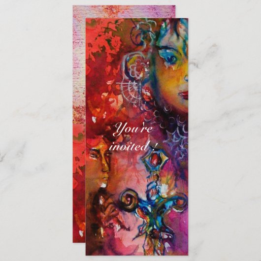 Invitation EXCALIBUR 3, rouge vif, violet rose (Devant / Derrière)