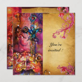 Invitation EXCALIBUR 3, rouge vif, violet rose (Devant / Derrière)