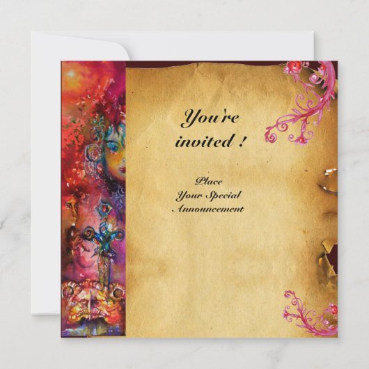 Invitation EXCALIBUR 3, rouge vif, violet rose (Dos)