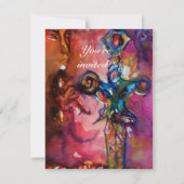 Invitation EXCALIBUR 5, rouge vif, rose violet (Devant)