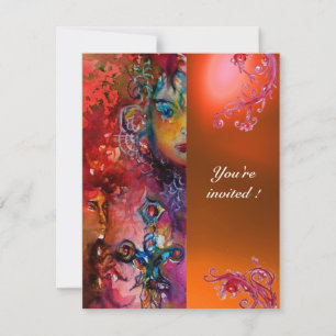 Invitation EXCALIBUR gemme rouge vif, rose bleu orange