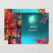 Invitation EXCALIBUR gemme rouge vif , rose bleu orange bleu (Devant / Derrière)