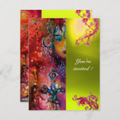 Invitation EXCALIBUR gemme rouge vif, rose bleu orange jaune (Devant / Derrière)