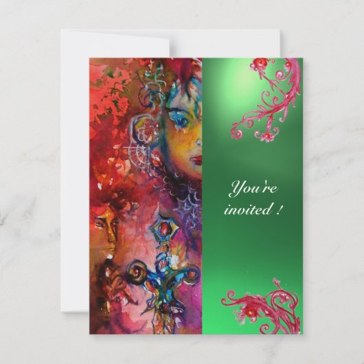 Invitation EXCALIBUR gemme rouge vif, rose, bleu, orange, ver (Devant)