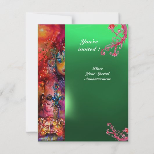 Invitation EXCALIBUR gemme rouge vif, rose bleu orange vert (Dos)