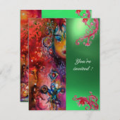 Invitation EXCALIBUR gemme rouge vif, rose bleu orange vert (Devant / Derrière)