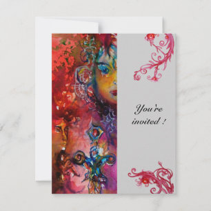 Invitation EXCALIBUR, gris rouge brillant