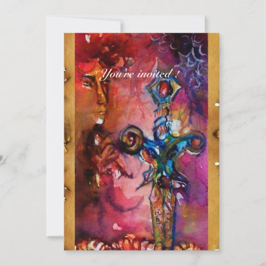 Invitation EXCALIBUR MAGIQUE ÉCRAN rouge violet Imaginaire (Devant)