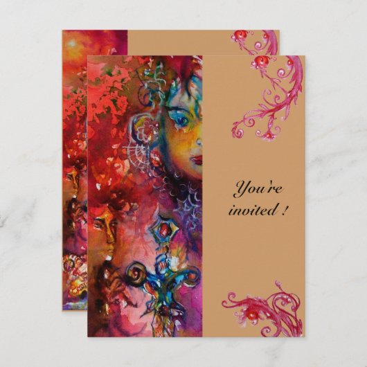 Invitation EXCALIBUR, rose rouge vif (Devant / Derrière)